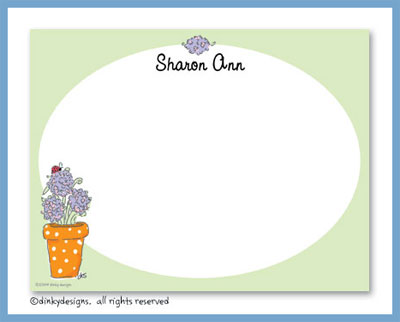 Dinky Designs Stationery Discounted - Potted hydrangea flat notes, personalized