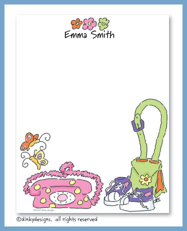 Dinky Designs Stationery Discounted - Teenie bopper flat notes, personalized