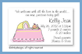 Discounted Dinky Designs Girl in bassinet magnets 3.5