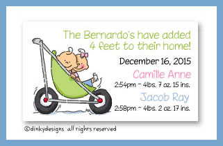 Discounted Dinky Designs Stroller rides - boy/girl magnets 3.5