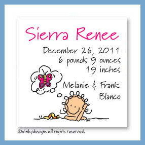 Dinky Designs Discounted Stationery - Dreamer Jane magnets 3'' x 3'', personalized