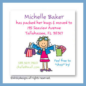 Dinky Designs Discounted Stationery - Shopper Jane magnets 3'' x 3'', personalized