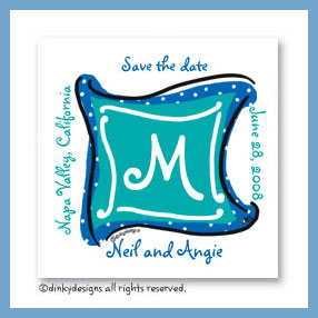Dinky Designs Discounted Stationery - Aquamarine monogram magnets 3