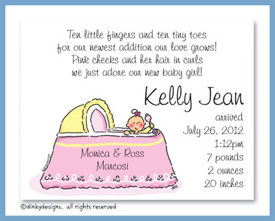 Discounted Dinky Designs Girl in bassinet magnets 5.5