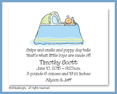 Discounted Dinky Designs Boy in bassinet magnets 5.5