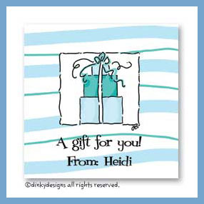 Discounted Dinky Designs Pink & teal trio gift cards - 2 up, personalized