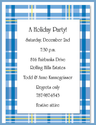 Dinky Designs Stationery Discounted - Festive plaid invitations or announcements, personalized
