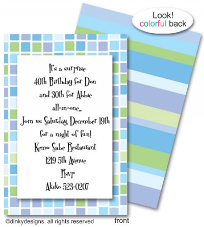 Dinky Designs Stationery Discounted - Blue tile invitations or announcements, personalized