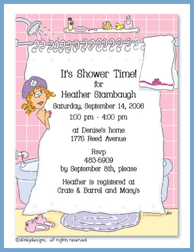 Dinky Designs Stationery Discounted - Shower time invitations or announcements, personalized