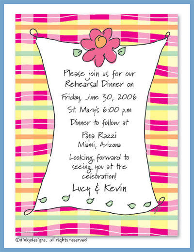 Dinky Designs Stationery Discounted - Pretty plaid invitations or announcements, personalized