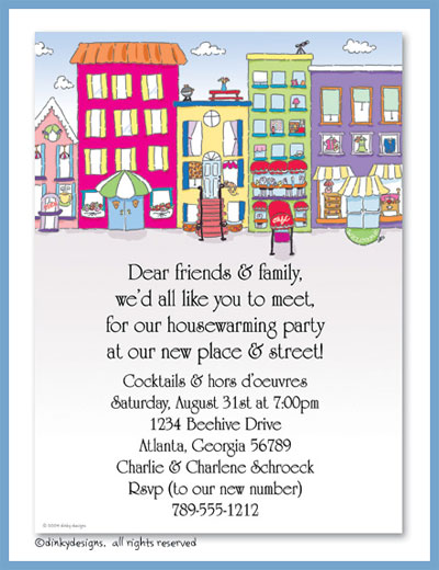 Dinky Designs Stationery Discounted - City scene invitations or announcements, personalized