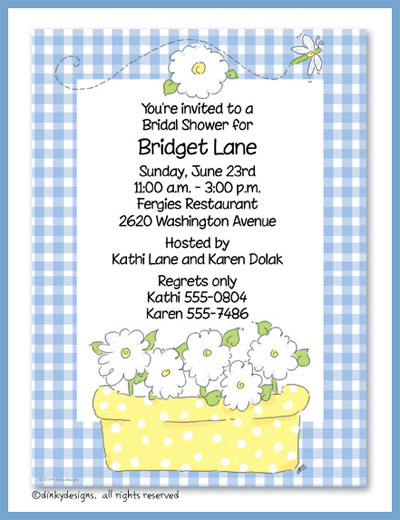 Dinky Designs Stationery Discounted - Daisy garden flower pot invitations or announcements, personalized