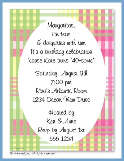 Dinky Designs Stationery Discounted - Preppy plaid invitations or announcements, personalized
