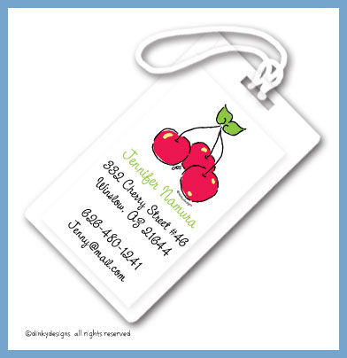 Discounted Dinky Designs Cherry pickin' luggage tags, personalized