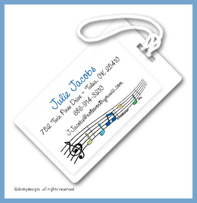 Discounted Dinky Designs Party tunes luggage tags, personalized
