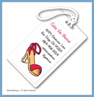 Discounted Dinky Designs Strappy sandal luggage tags, personalized