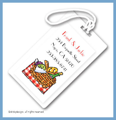 Discounted Dinky Designs Picnic at the park luggage tags, personalized
