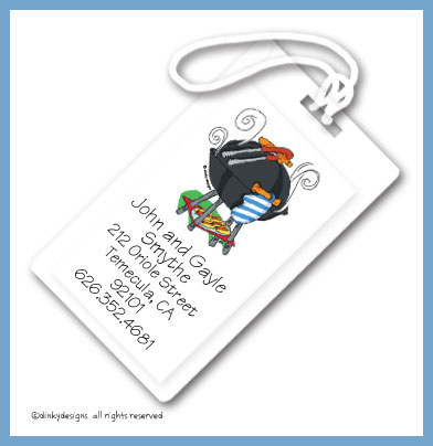 Discounted Dinky Designs Barbeque luggage tags, personalized