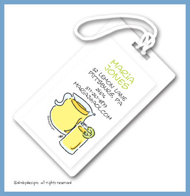 Discounted Dinky Designs Lemonade in the shade luggage tags, personalized