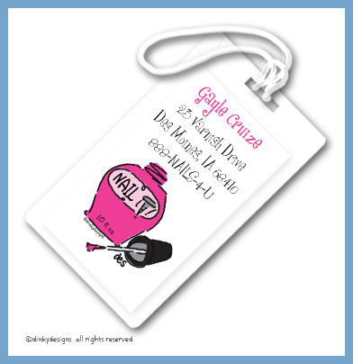Discounted Dinky Designs Razzmatazz nails luggage tags, personalized