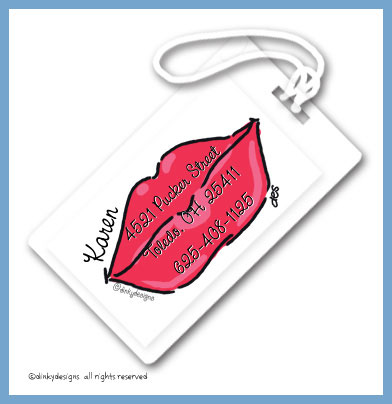Discounted Dinky Designs Dolly kisses luggage tags, personalized