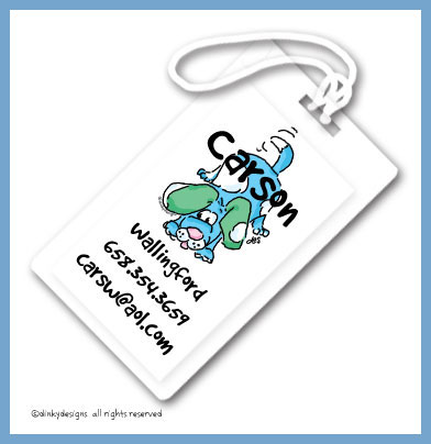 Discounted Dinky Designs Spot the puppy luggage tags, personalized