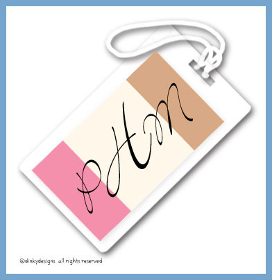 Discounted Dinky Designs Chocolate truffle luggage tags on pre-printed cardstock, personalized