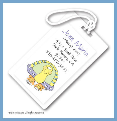 Discounted Dinky Designs Tommy the turtle luggage tags, personalized