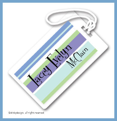Discounted Dinky Designs Winter line luggage tags on pre-printed cardstock, personalized