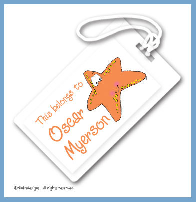 Discounted Dinky Designs Selma the starfish luggage tags, personalized