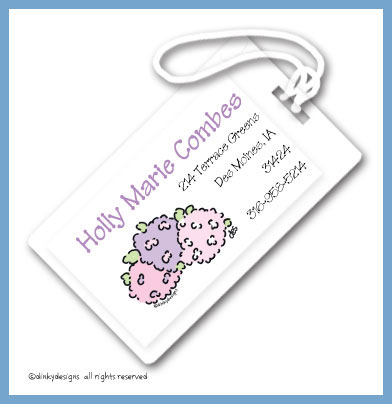 Discounted Dinky Designs Hydrangea luggage tags, personalized
