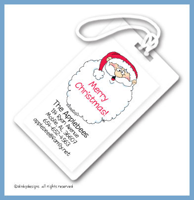 Discounted Dinky Designs Jolly ol' St. Nick luggage tags, personalized