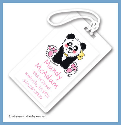Discounted Dinky Designs Polly panda luggage tags , personalized