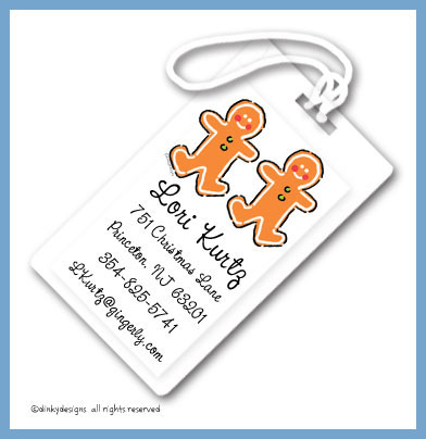Discounted Dinky Designs Gingerbread luggage tags, personalized