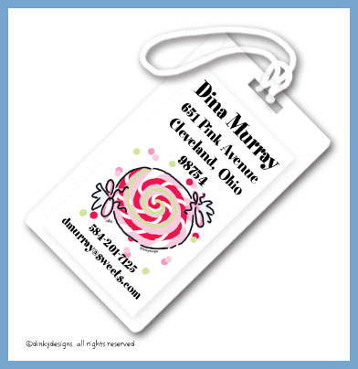 Discounted Dinky Designs Peppermint luggage tags, personalized
