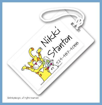 Discounted Dinky Designs Calvin & Dougie luggage tags, personalized