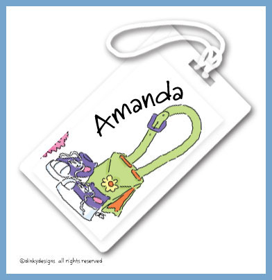 Discounted Dinky Designs Teenie bopper luggage tags on pre-printed cardstock, personalized
