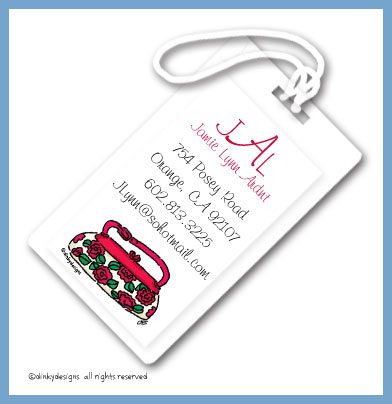 Discounted Dinky Designs Roses are red pocketbook luggage tags, personalized