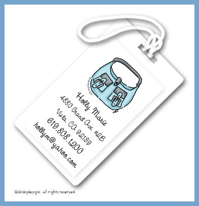 Discounted Dinky Designs Robin's egg handbag luggage tags, personalized