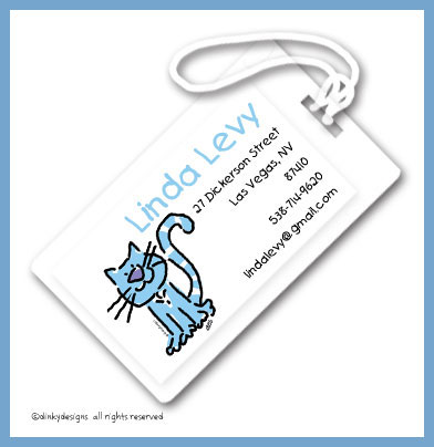 Discounted Dinky Designs Luna who is allergic to tuna luggage tags, personalized