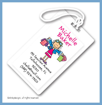 Discounted Dinky Designs Shopper Jane luggage tags, personalized