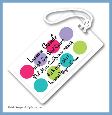 Discounted Dinky Designs Pixie dots luggage tags, personalized