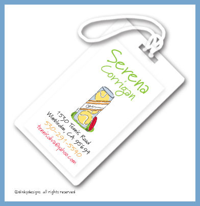 Discounted Dinky Designs Can of tennis balls luggage tags, personalized
