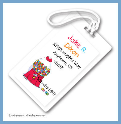 Discounted Dinky Designs Goodie, goodie gumballs luggage tags, personalized