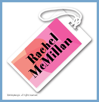 Discounted Dinky Designs Rosey posey luggage tags on pre-printed cardstock, personalized