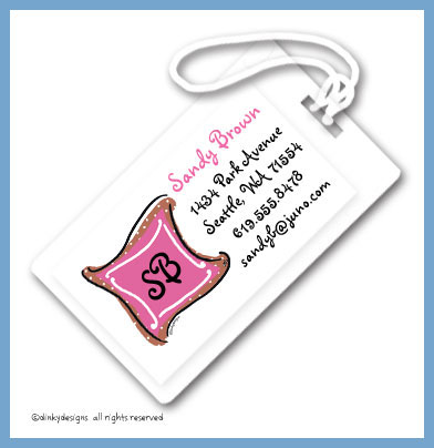 Discounted Dinky Designs Chocolate pink taffy monogram luggage tags, personalized