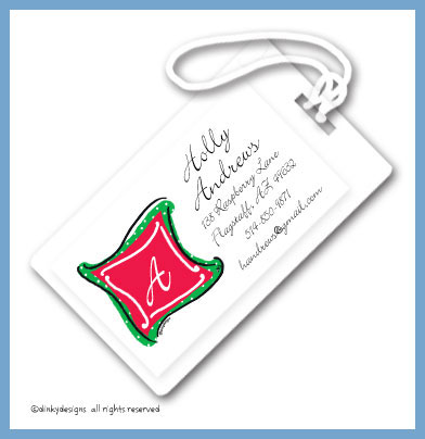 Discounted Dinky Designs Holiday monogram luggage tags, personalized