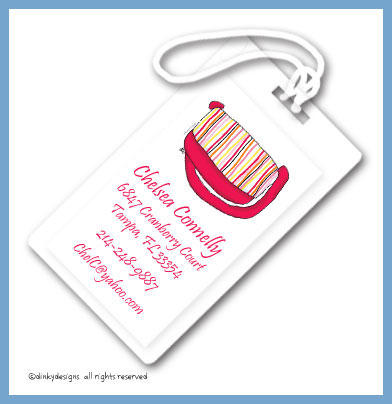 Discounted Dinky Designs Tutti fruiti tote luggage tags, personalized