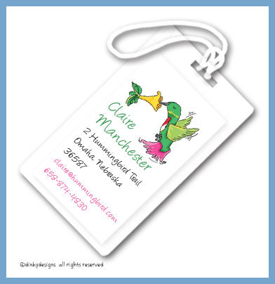 Discounted Dinky Designs Humming bird luggage tags, personalized
