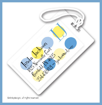Discounted Dinky Designs Nautical dots luggage tags, personalized